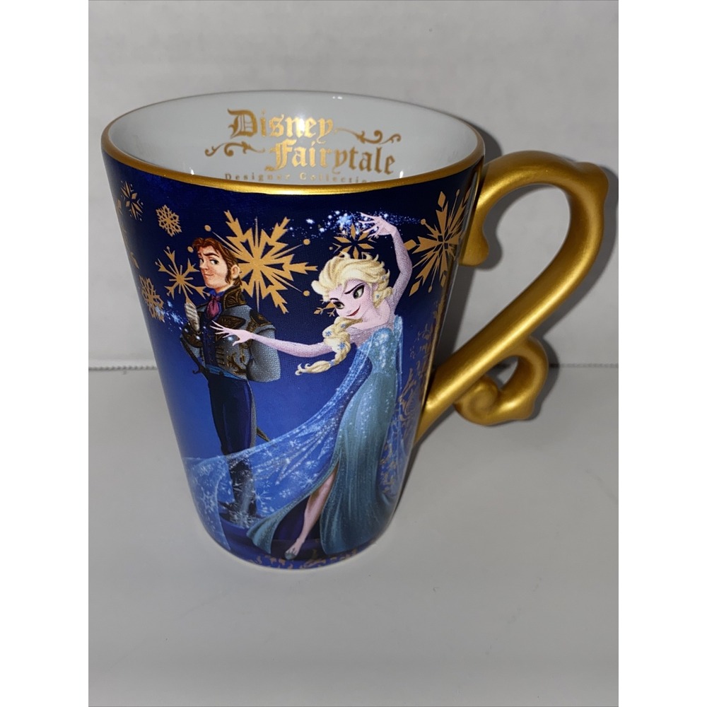 Disney Fairytale Designer Collection Frozen‎ Elsa Hans Coffee Mug Gold Handle